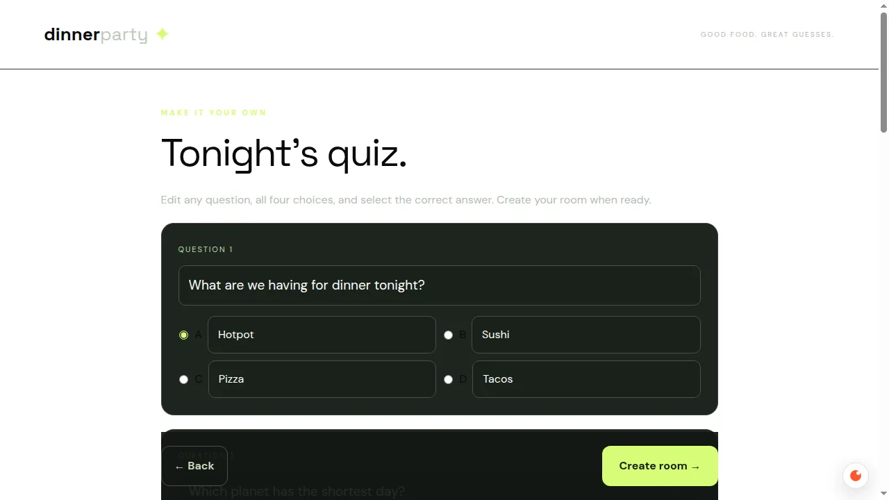 The question editor: